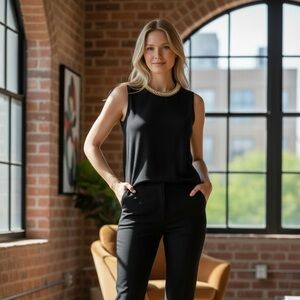 White House Black Market Sleeveless Black Blouse